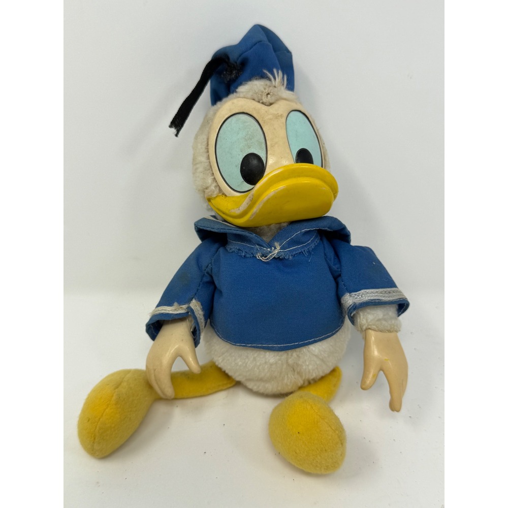 Vintage Disney Donald Duck Plush Toy Wallace Berrie Vinyl Face Sailor Outfit